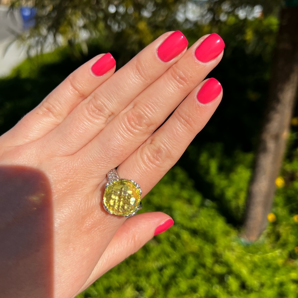 Judith Ripka Lemon Citrine Ring sz 10